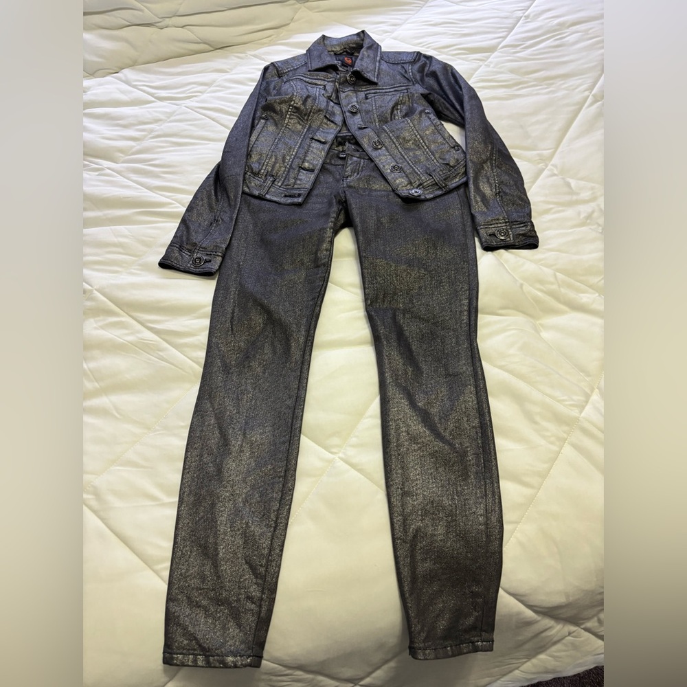GBYGUESS metallic Jean Jacket & Pants Set